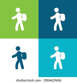 Backpacker Flat four color minimal icon set