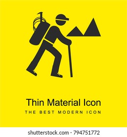 Backpacker Hiking bright yellow material minimal icon or logo design