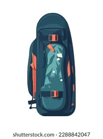 Backpacker hiking mountain, adventure in nature environment isolated