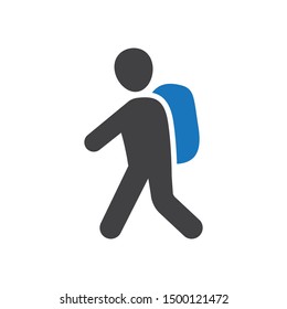 Backpacker Icon in Blue Gray Color