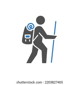 Backpacker Icon. Backpacker Related Vector Glyph Icon. Editable Image