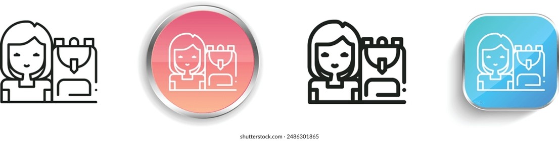 Backpacker icon. Thin Linear, Regular and Button Style Design Isolated On White Background