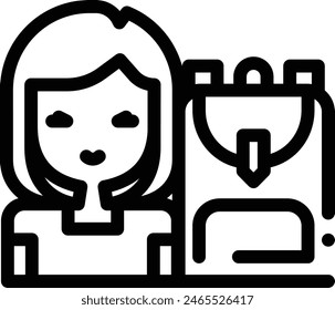 Backpacker icon. Thin Linear Style Design Isolated On White Background
