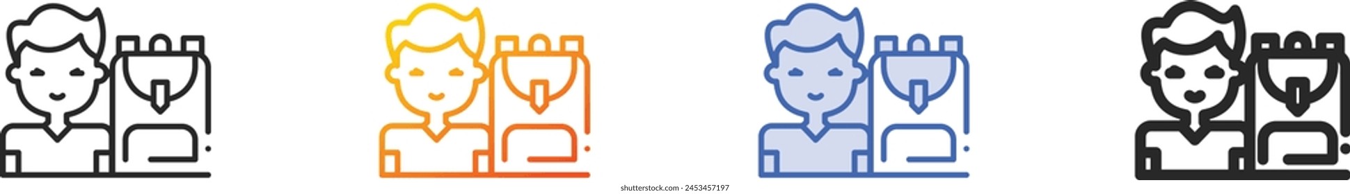 Backpacker icon.Thin Linear, Gradient, Blue Stroke and bold Style Design Isolated On White Background