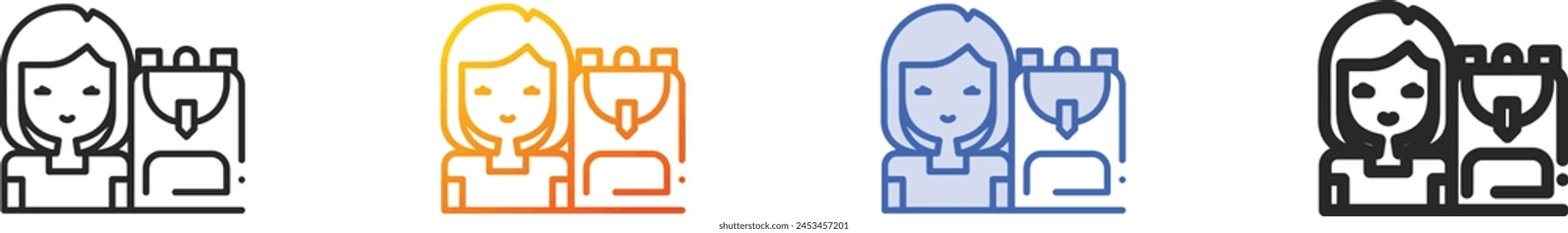Backpacker icon.Thin Linear, Gradient, Blue Stroke and bold Style Design Isolated On White Background