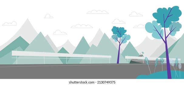 backpacker in the mountain view landscape illustration vector