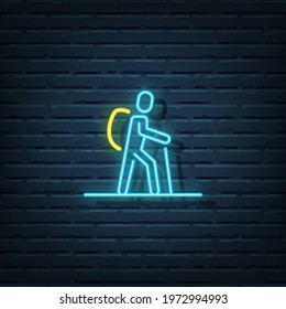 Backpacker Neon Sign Vector Elements