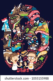 backpacker on amazing traveler in indonesia illustration