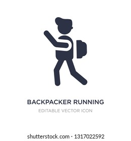backpacker running icon on white background. Simple element illustration from People concept. backpacker running icon symbol design.