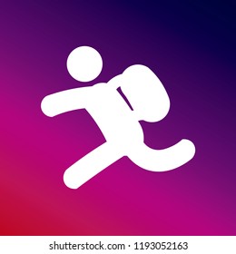 Backpacker running icon vector illustrator creative design purple and pink gradient background