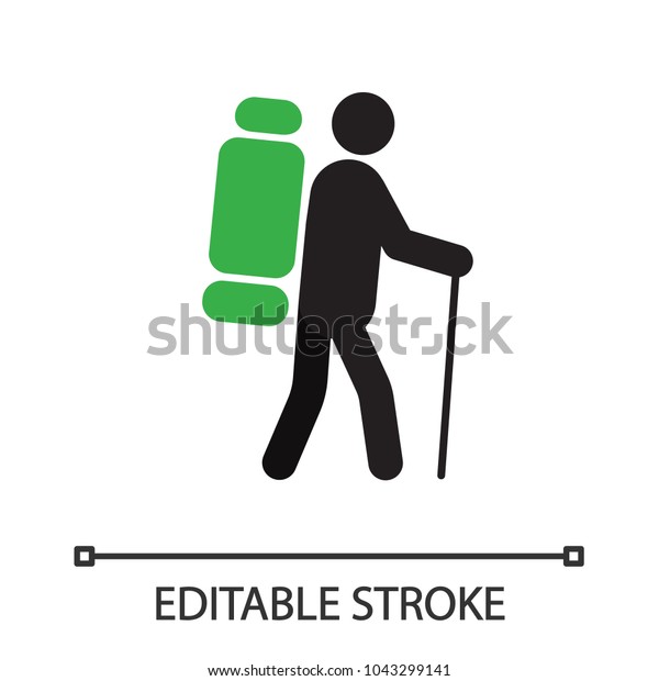 Backpacker Silhouette Icon Person Going Hiking Stock Vector