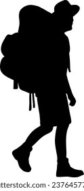 Backpacker Silhouette Illustration Isolated Vector