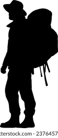 Silhouette-Illustration für Backpacker, einzelne Vektorgrafik