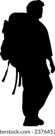 Silhouette-Illustration für Backpacker, einzelne Vektorgrafik