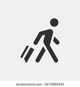 Backpacker, tourist with a baggage. A geometrically perfect icon