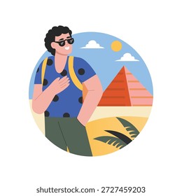Backpacker Travel flat vector character concept illustration. 