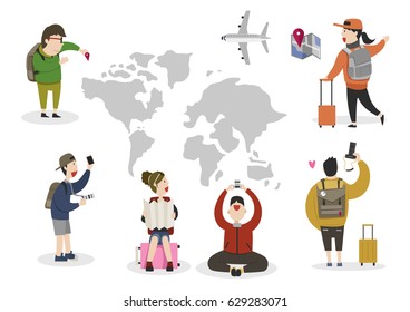 backpacker and traveler character design 