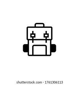 Backpacker vector icon in black flat glyph, filled style isolated on white background