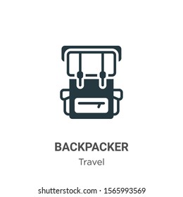 Backpacker vector icon on white background. Flat vector backpacker icon symbol sign from modern travel collection for mobile concept and web apps design.