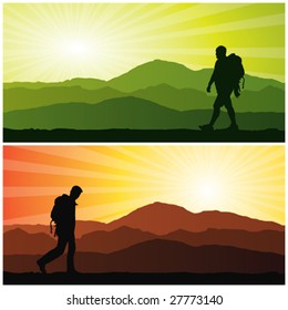 backpacker, vector illustration