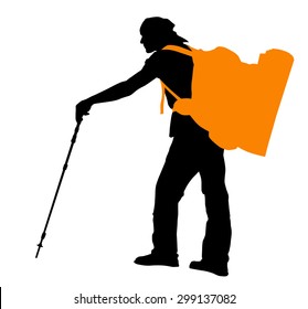 Backpacker vector silhouette. EPS 10