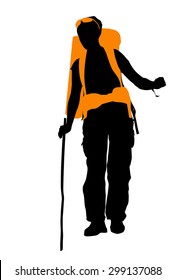Backpacker vector silhouette. EPS 10