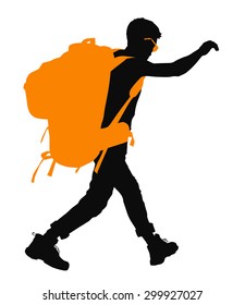 Backpacker vector silhouette. EPS 10