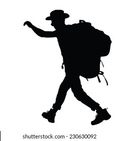 Backpacker Vector Silhouette. EPS 8