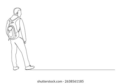 Backpacker Walking - Line Art draw
