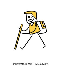 backpacker yellow stick figure design