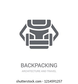Backpacking icon. Trendy Backpacking logo concept on white background from Architecture and Travel collection. Suitable for use on web apps, mobile apps and print media.