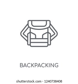 Backpacking linear icon. Modern outline Backpacking logo concept on white background from Architecture and Travel collection. Suitable for use on web apps, mobile apps and print media.