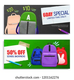 Backpacks Horizontal Banners Set