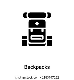Backpacks icon vector isolated on white background, logo concept of Backpacks sign on transparent background, filled black symbol