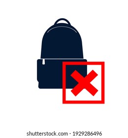 No se permiten mochilas. Pegatina, icono. No hay señal de advertencia de las mochilas. Ilustración del vector