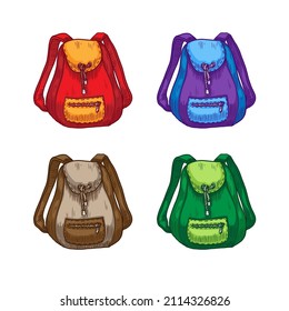 backpacks set vector illustration on white background