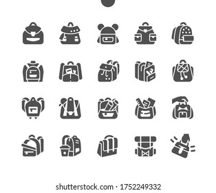 Backpacks Well-crafted Pixel Perfect Vector Solid Icons 30 2x Grid for Web Graphics and Apps. Simple Minimal Pictogram