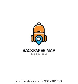 backpaker map logo icon vector template