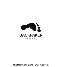 backpaker travel logo icon vector template