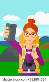 Backpckaer making selfie.
