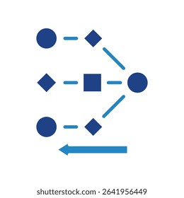 Backpropagation mini illustration dual tone blue color icon, use for machine learning, education, technology industry, UI, UX kit, app and web development, digital or print.