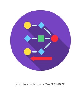Backpropagation mini illustration rounded flat color icon, use for machine learning, education, technology industry, UI, UX kit, app and web development, digital or print.