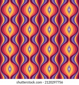 Backround mid-century modern art. Abstract geometric seamless vector pattern. Decorative ornament in retro vintage design style. Atomic stylized backdrop. 