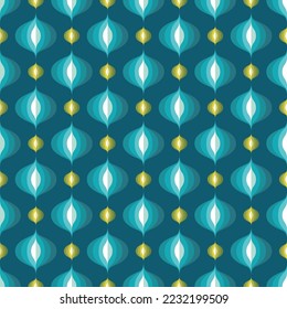 Backround mid-century modern art. Abstract geometric seamless vector pattern. Decorative ornament in retro vintage design style. Atomic stylized backdrop. 