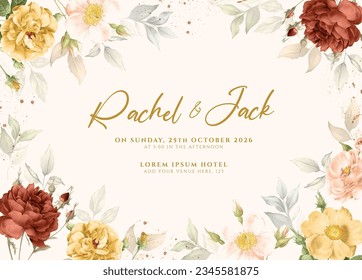 Backround wedding invitation card template with beautiful floral