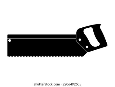 Backsaw Silhouette, Woodworking Hand Saw Tool Vector Illustration