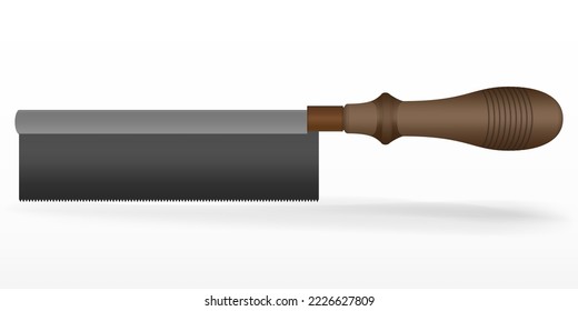 Backsaw. Vector Hacksaw Isolated Illustration. Handsaw Carpenter Tool, Wood Cutting Equipment