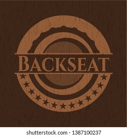 Backseat retro style wooden emblem. Vector Illustration.