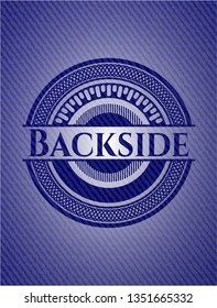 Backside emblem with denim high quality background
