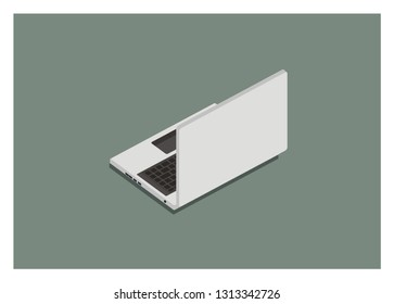 backside of a laptop, simple isometric illustration